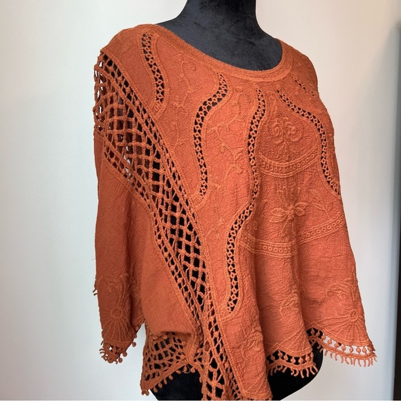Ultra Pink Crochet Lace Blouse - Rust - Picture 2 of 9